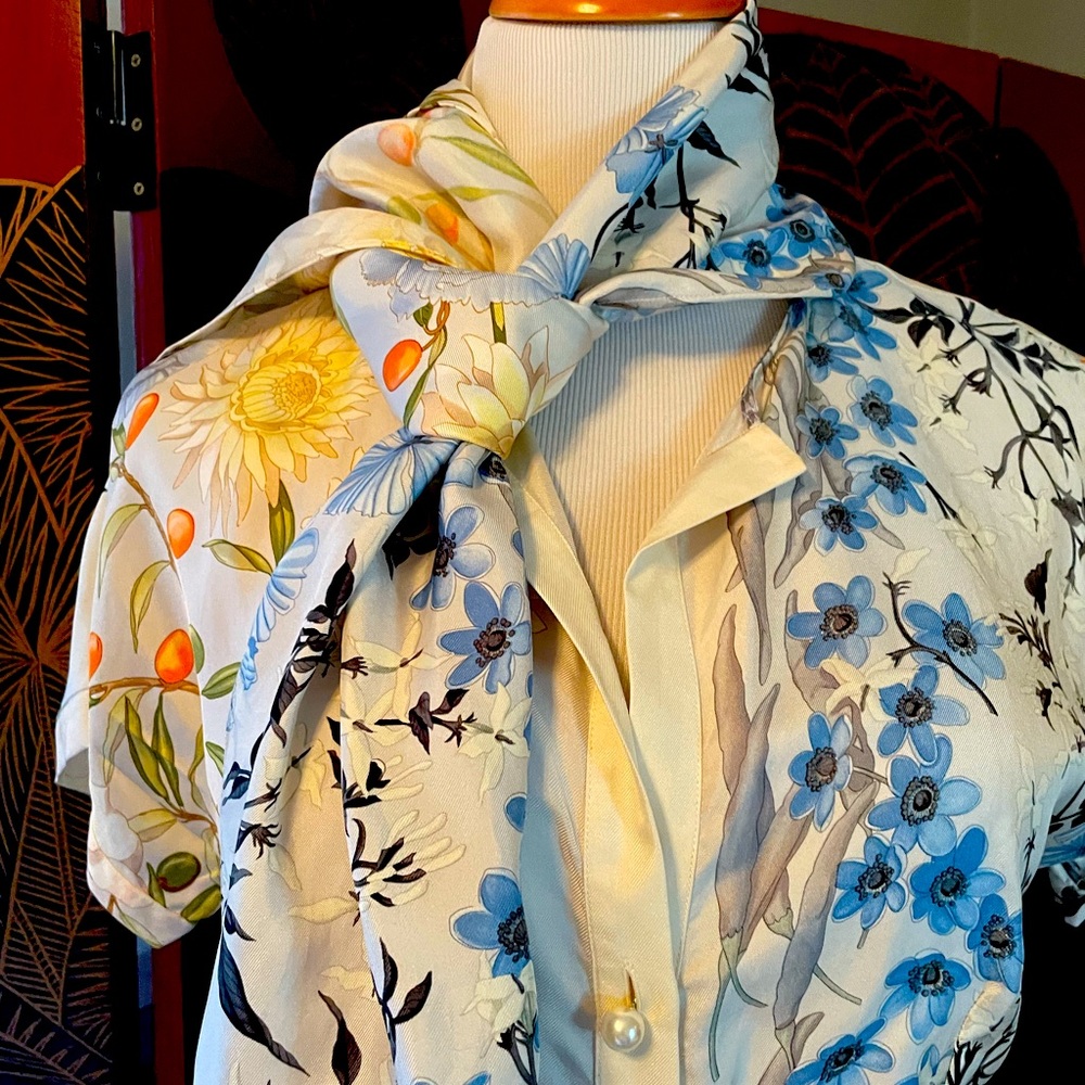 Savatore Ferragamo  vintage from the archives silk blouse , S 6/ 42 worn once .